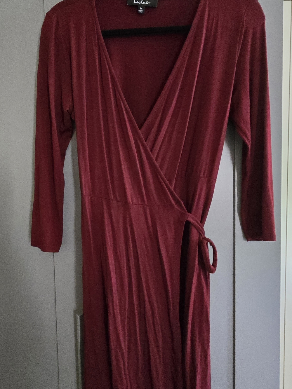 Lulu's Wine Red Wrap Midi Dress